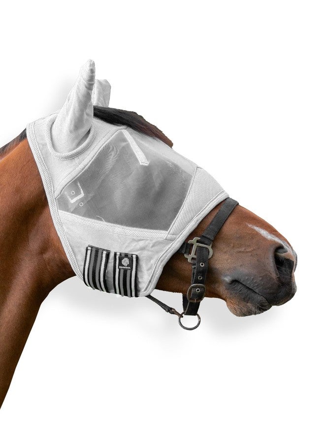 Equinavia Algard Soft Mesh Horse Fly Mask with Ear Protection and 45 UPF Rating | No Eye Irritation & UV Protection - Silver - Pony - Image 1